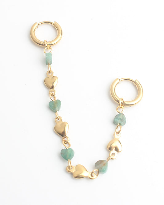 Hearts  - Boucle d'oreille double - Pierre naturelle - Acier inoxydable