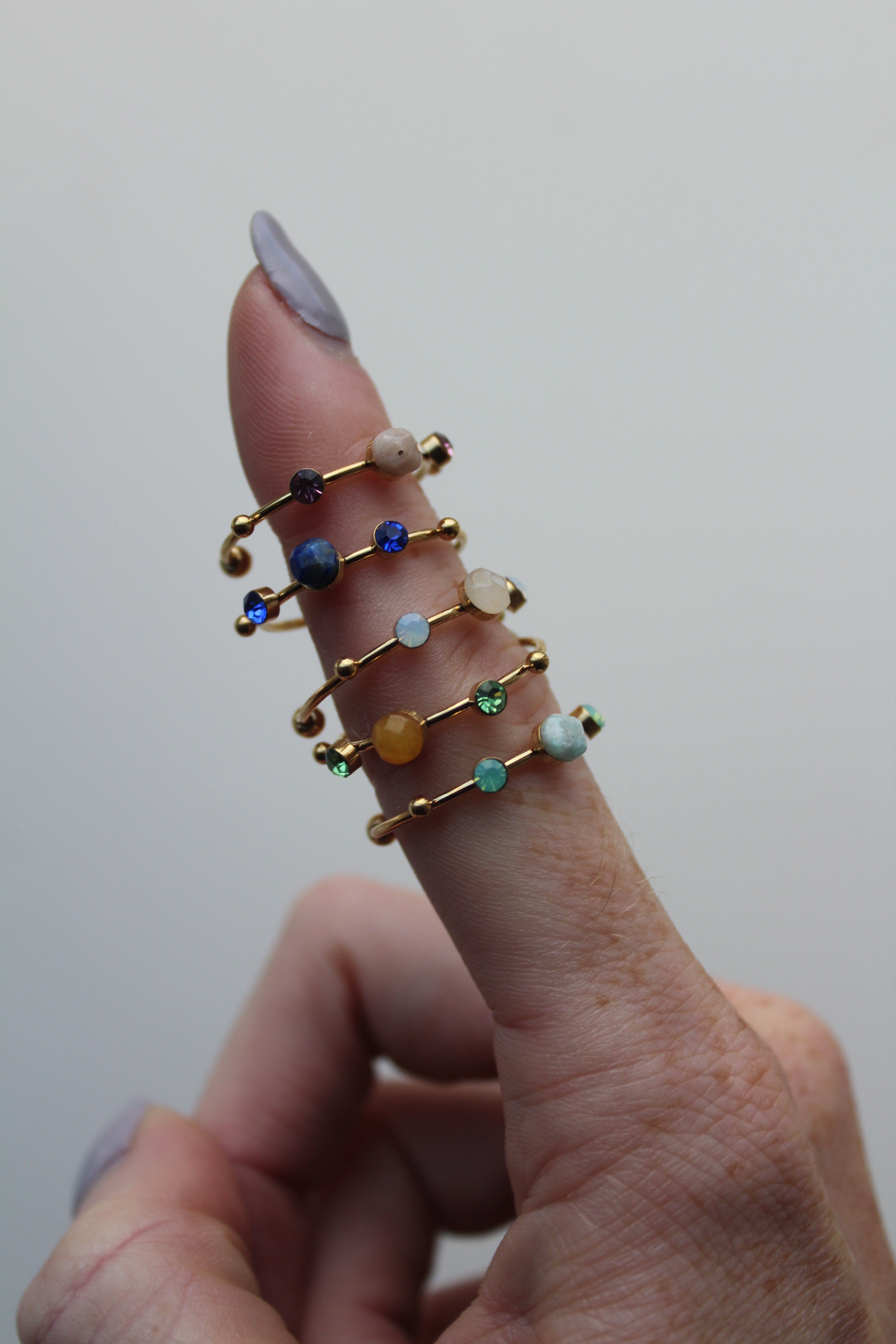 Victoria - Anillo – Acero inoxidable – Piedra natural – Ajustable