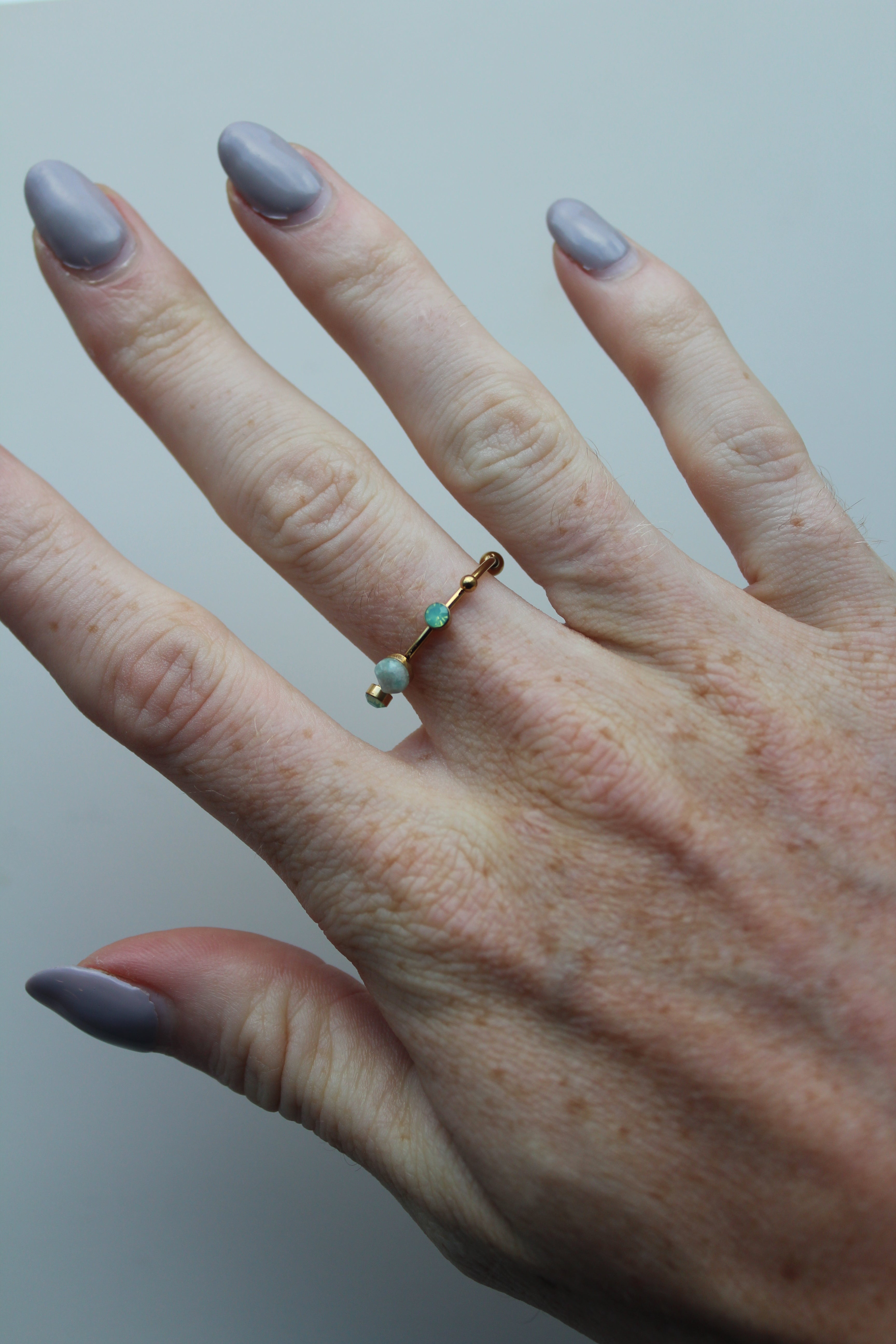 Victoria - Anillo – Acero inoxidable – Piedra natural – Ajustable