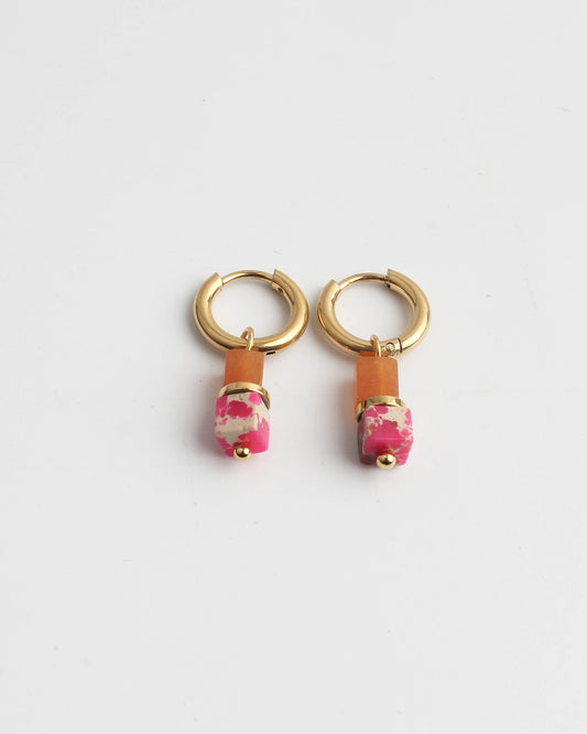 Half & half - Boucles d'oreilles - Pierre naturelle - Acier inoxydable