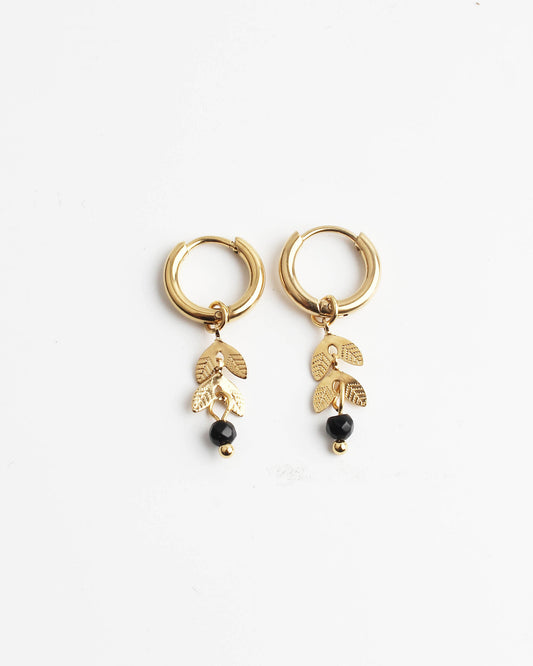 Stone Leaf - Boucles d'oreilles - Pierre naturelle - Acier inoxydable