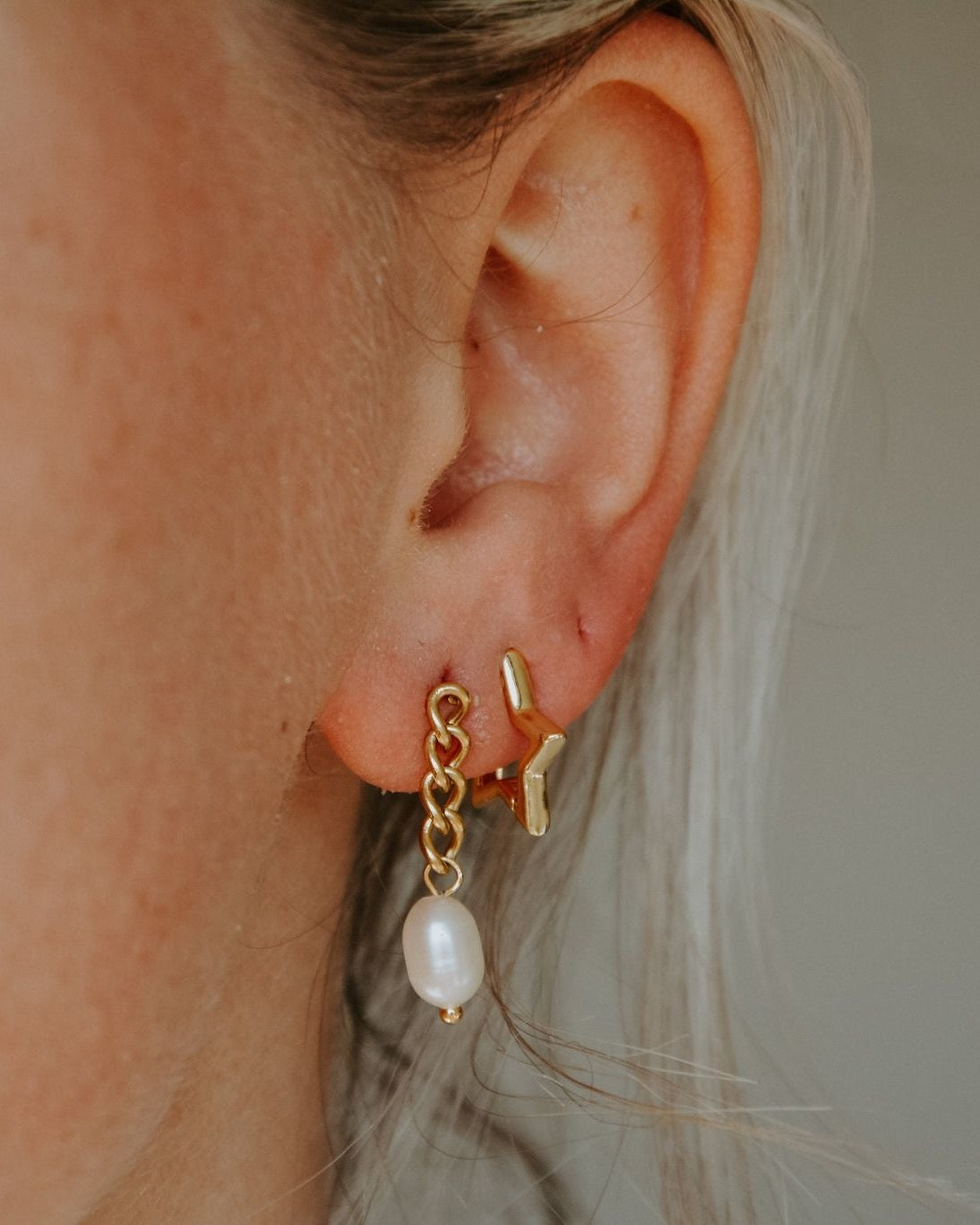 Estrella - Pendientes - Chapado