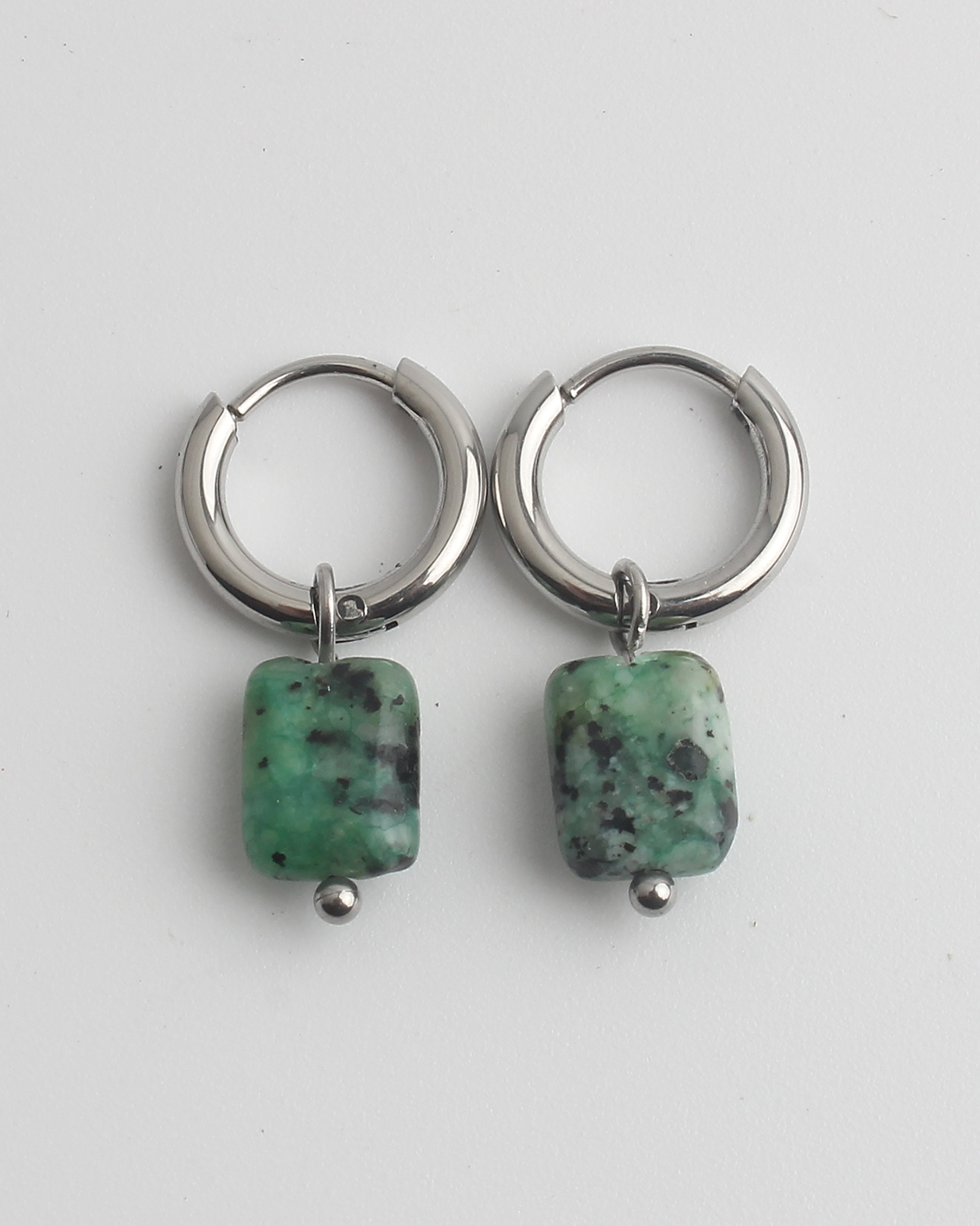 Piedra cuadrada - Pendientes - Acero inoxidable