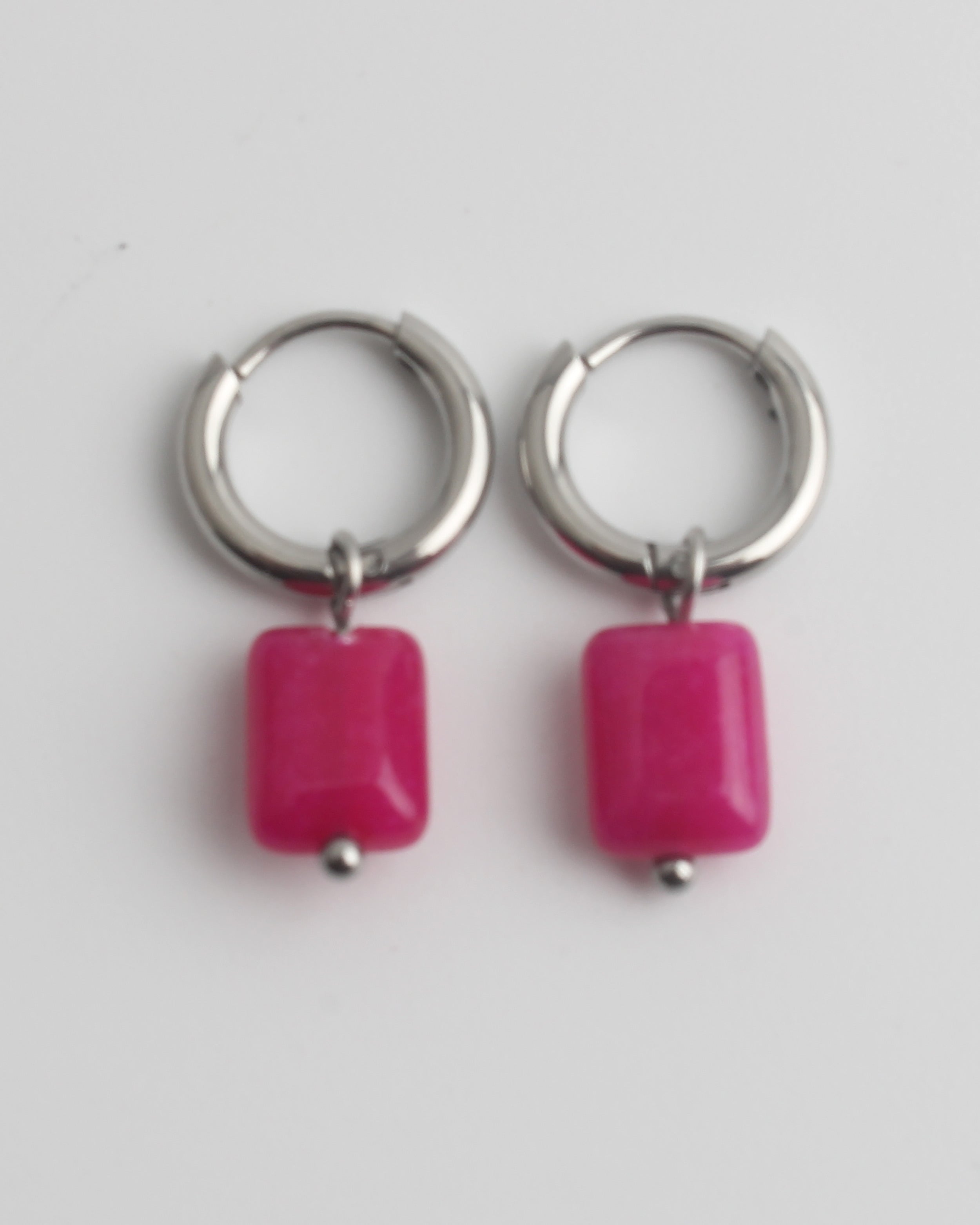 Piedra cuadrada - Pendientes - Acero inoxidable