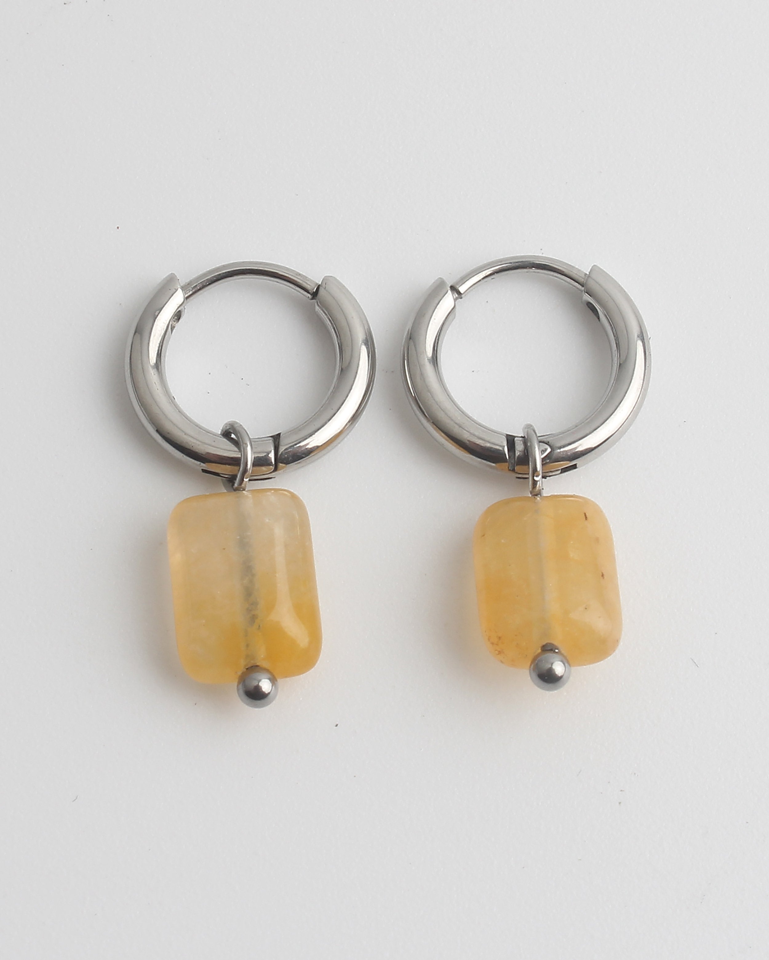 Piedra cuadrada - Pendientes - Acero inoxidable