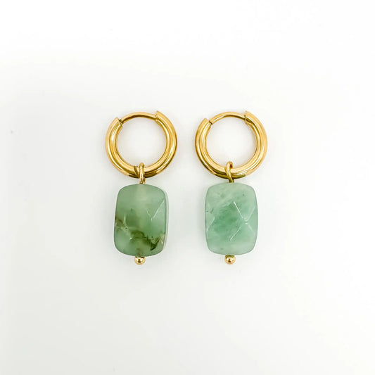 Piedra cuadrada - Pendientes - Acero inoxidable