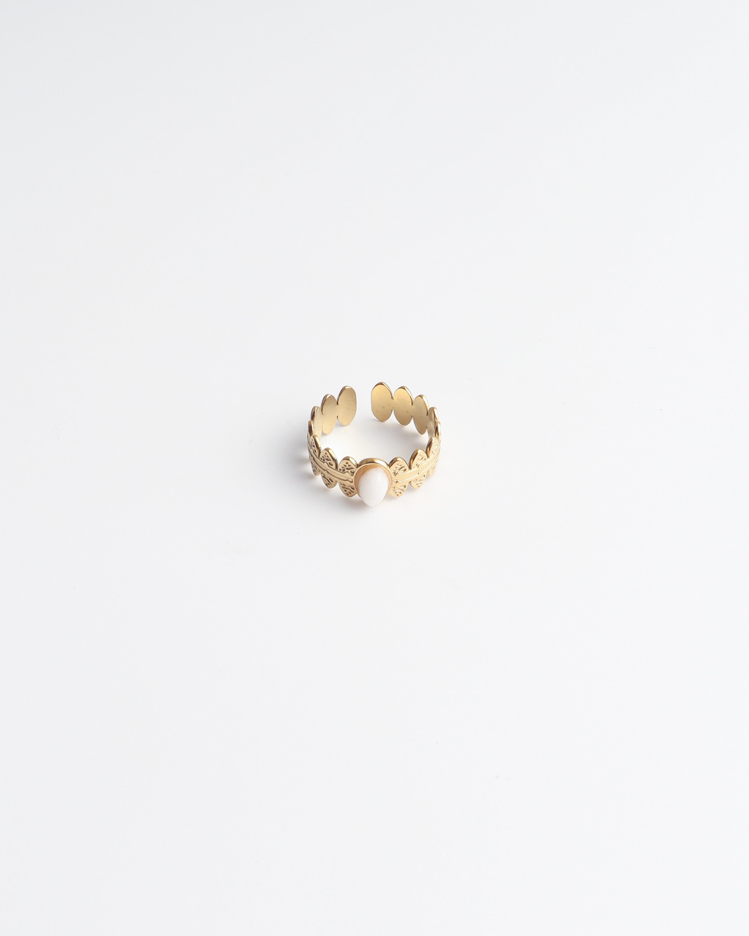 Didi - Bague - Pierre naturelle - Acier inoxydable - Ajustable