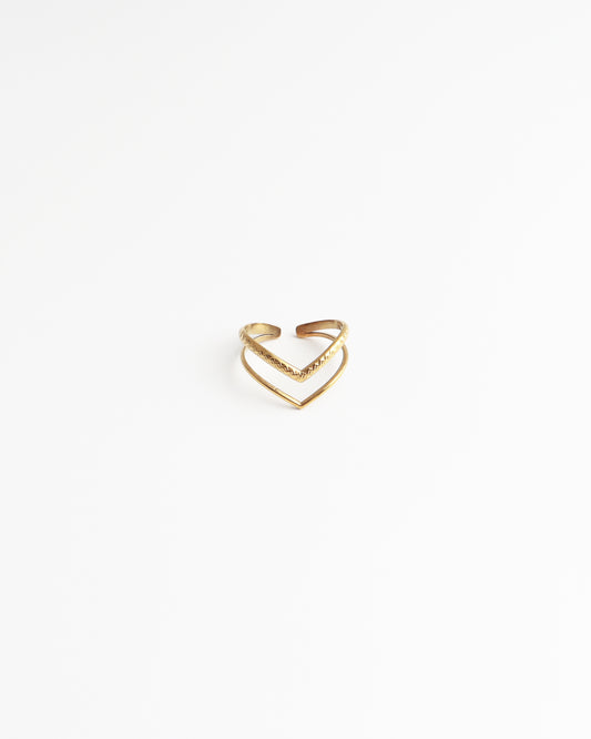 Double Wave - Ring - Stainless Steel - Verstelbaar