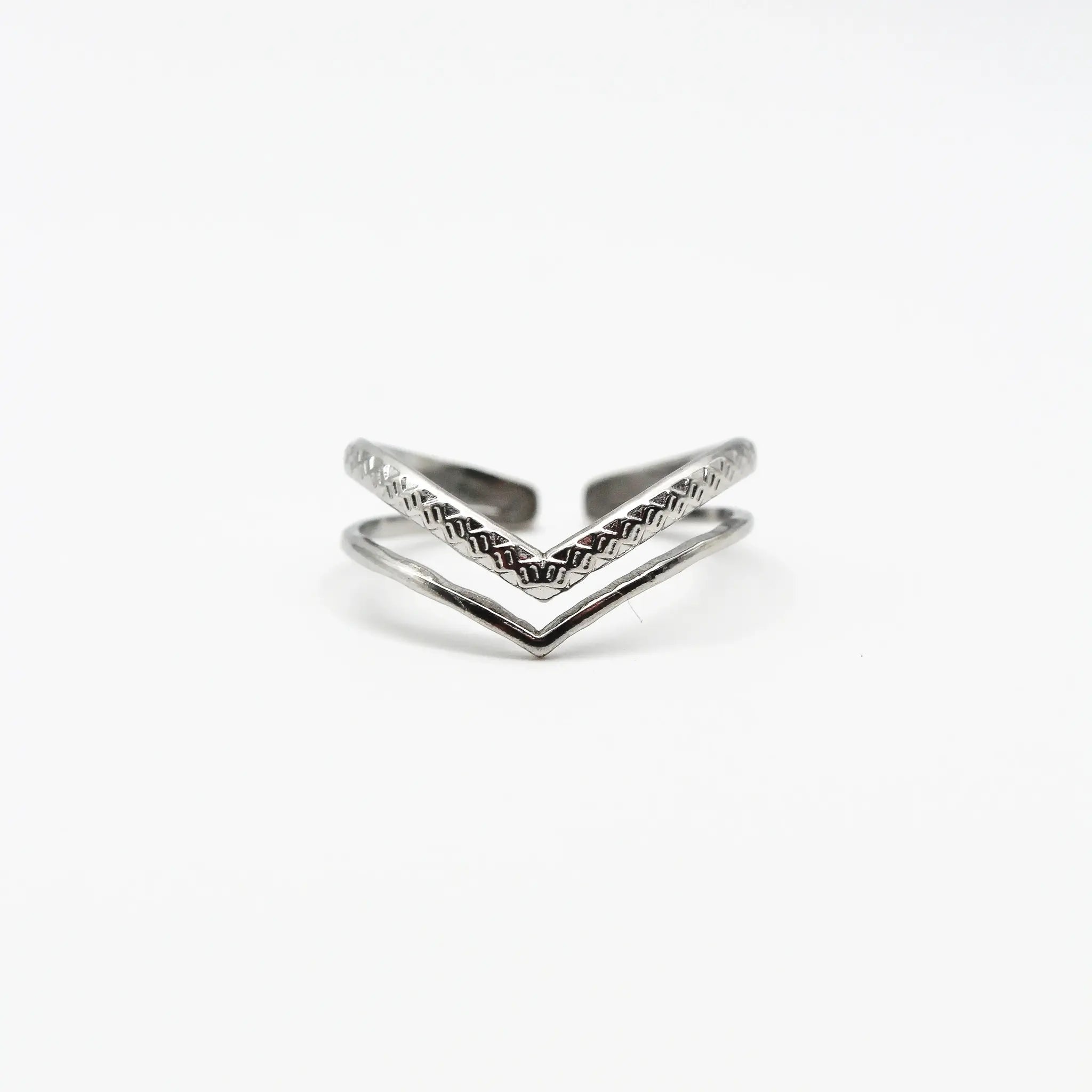 Double Wave - Ring - Stainless Steel - Verstelbaar