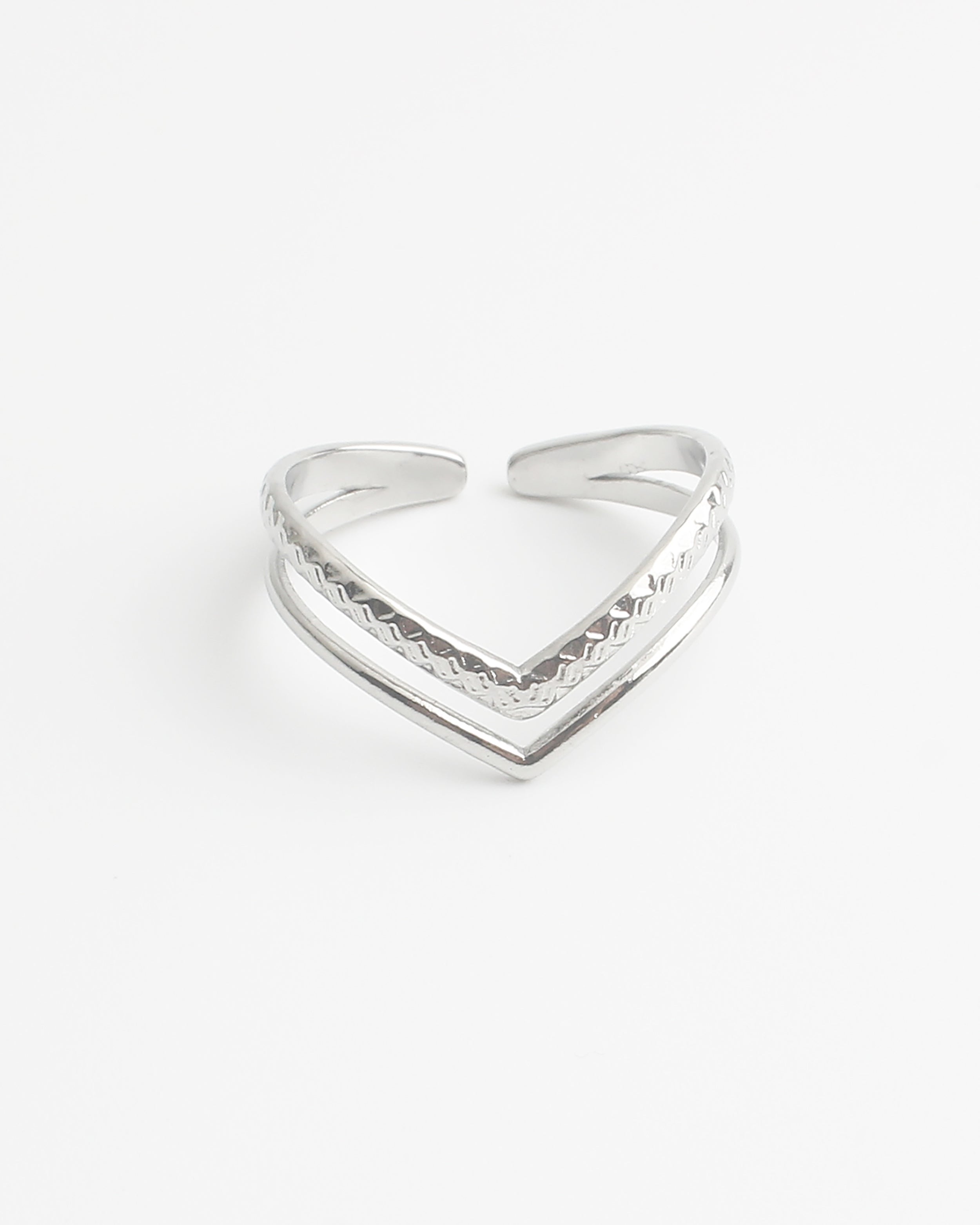 Double Wave - Ring - Edelstahl - verstellbar
