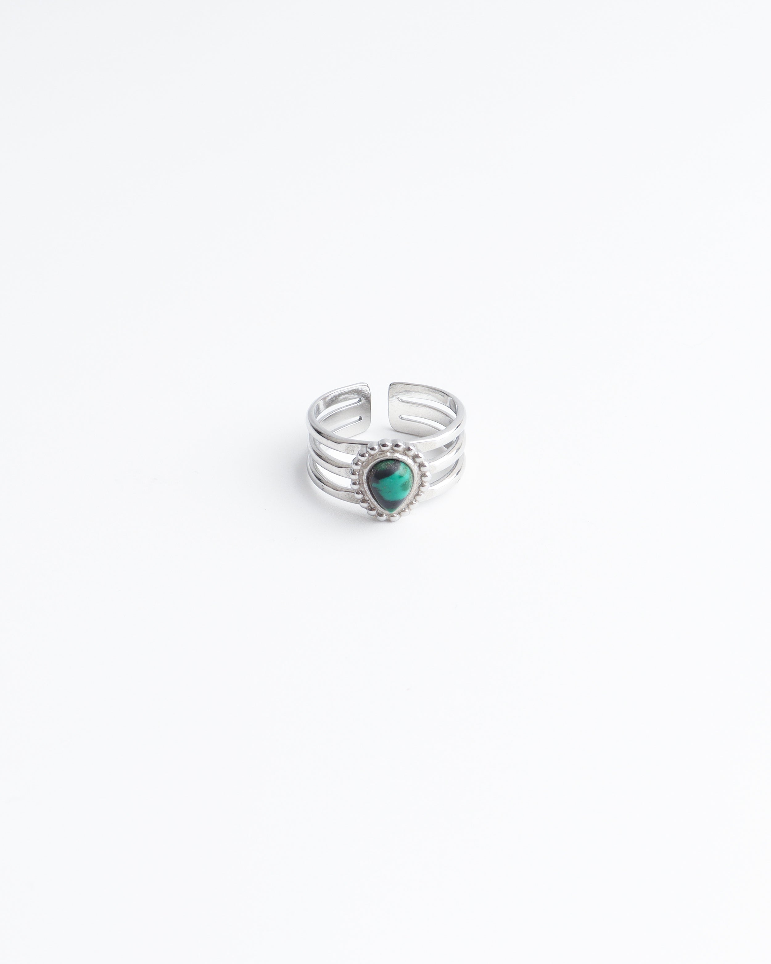 Menthe - Ring - Natural Stone - Stainless Steel - Adjustable