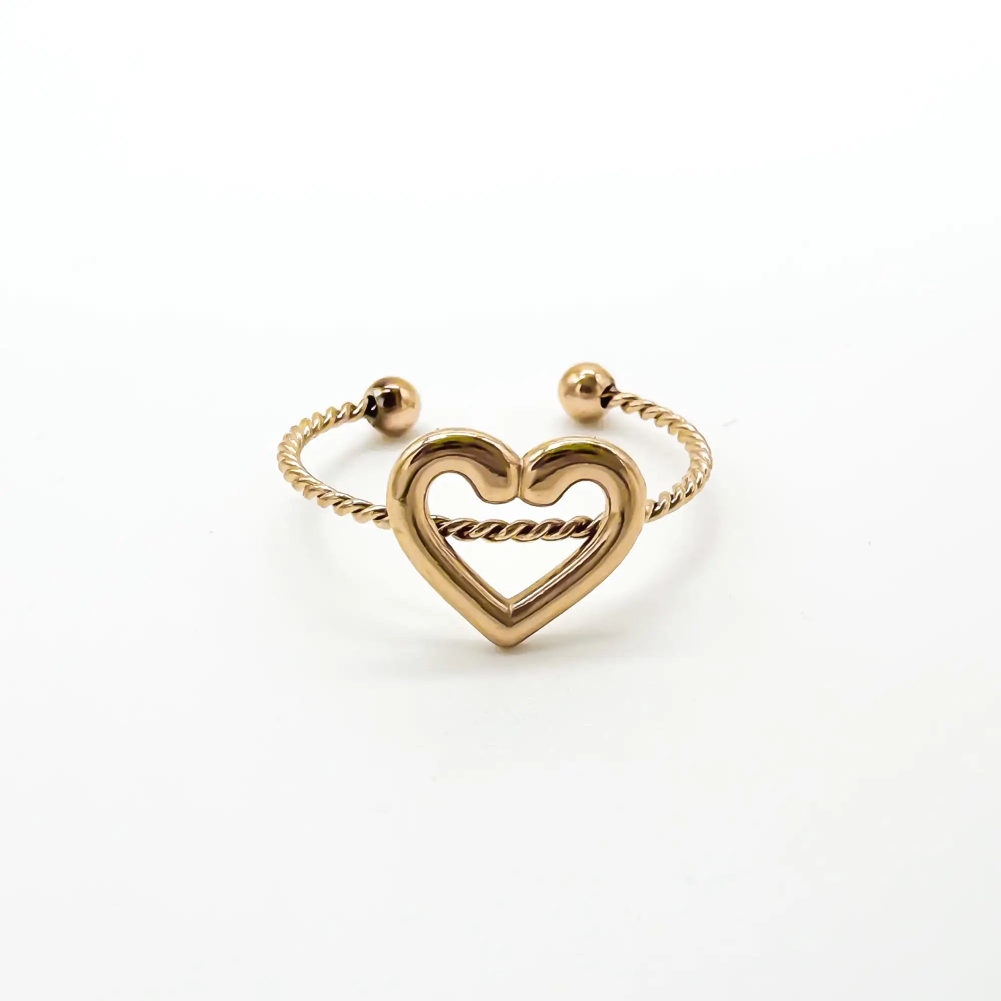 Anello a cuore aperto - Acciaio inossidabile - Regolabile