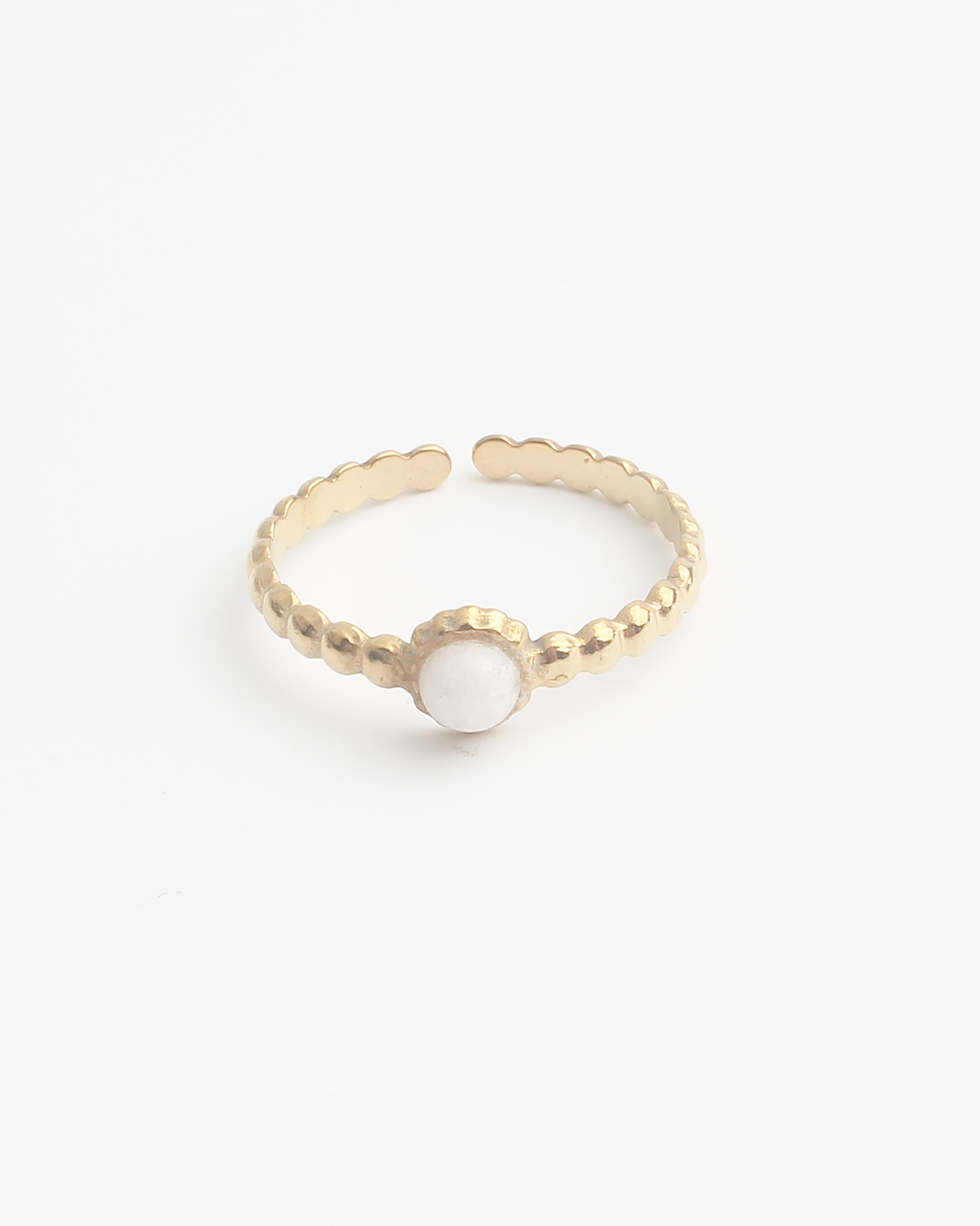 Nadine - Bague - Acier inoxydable - Ajustable - Pierre naturelle