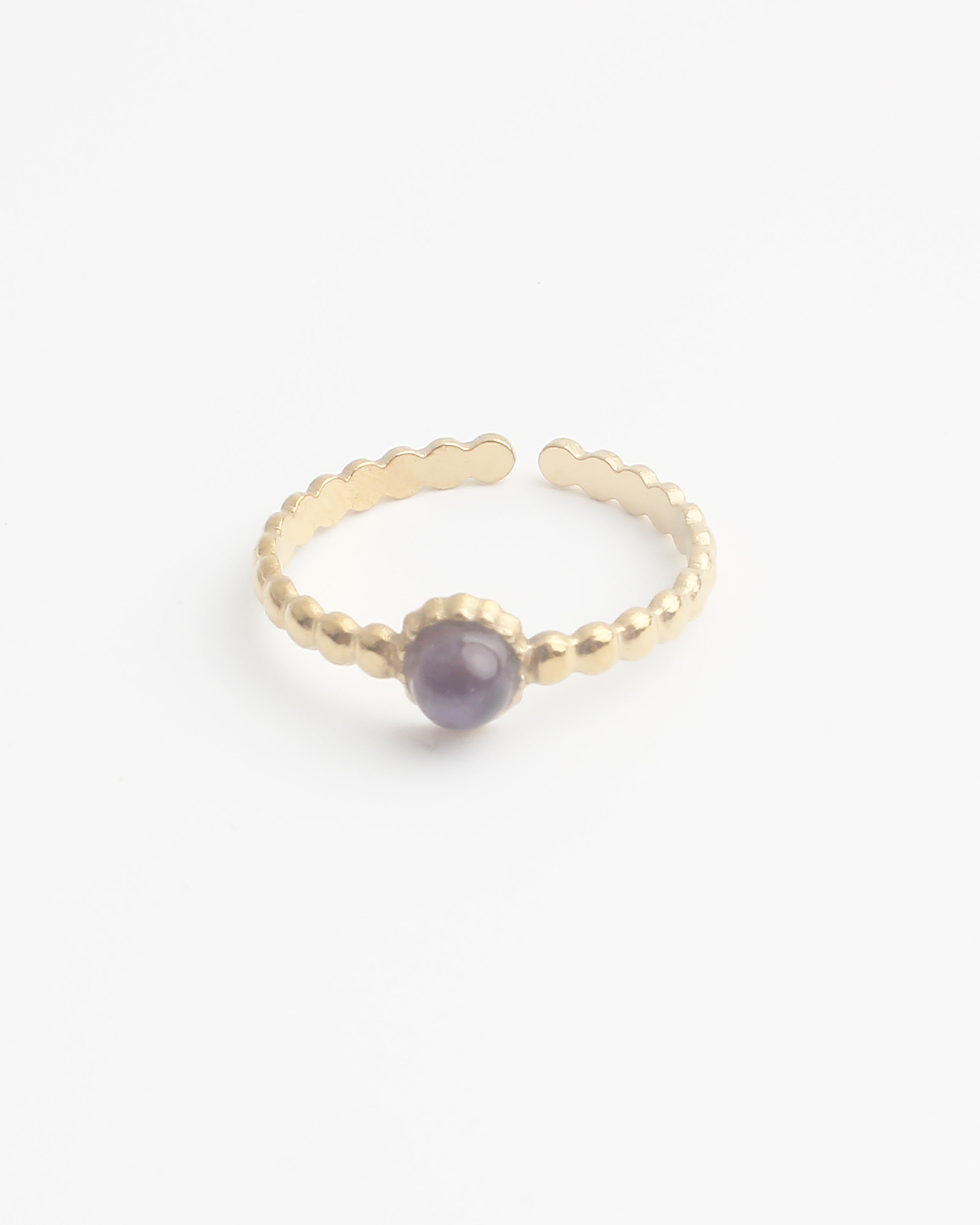 Nadine - Bague - Acier inoxydable - Ajustable - Pierre naturelle