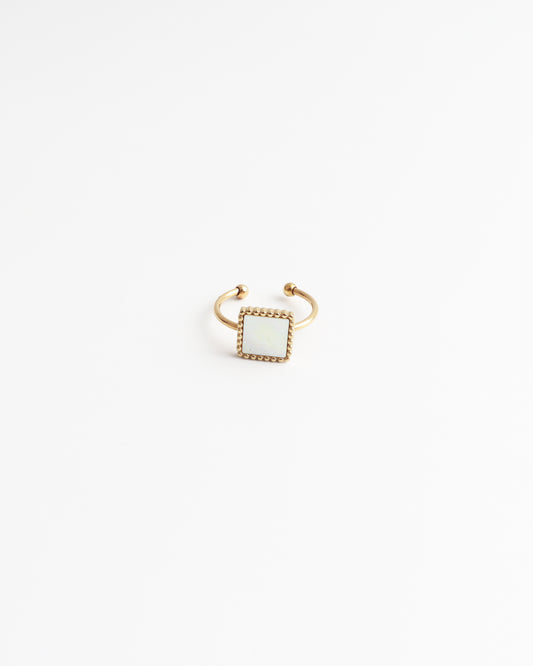 Coquille carrée - Anneau - Acier inoxydable - Ajustable