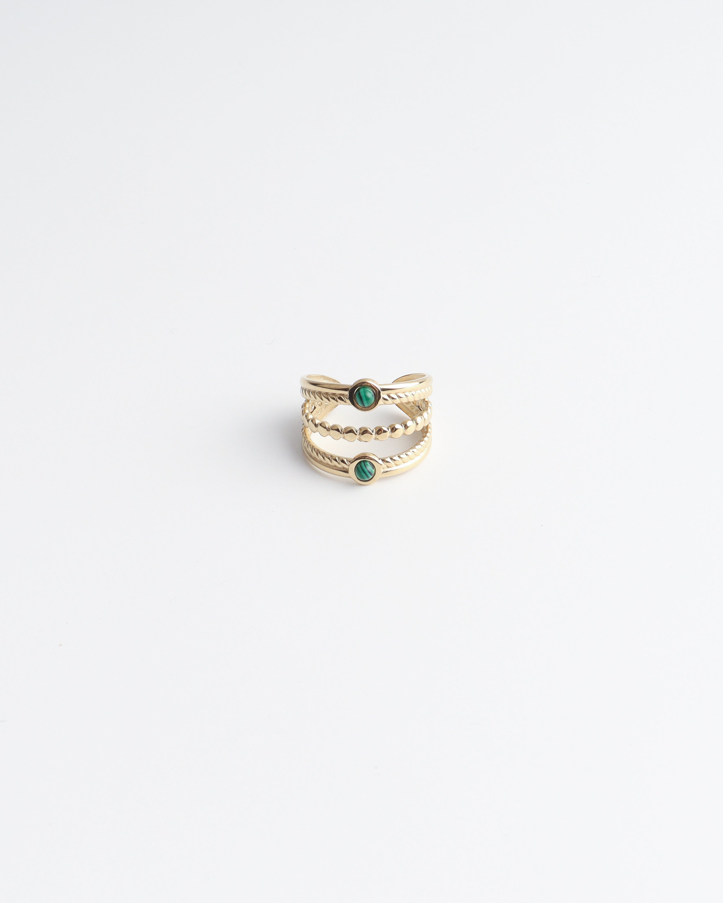 Michelle - Anneau - Pierre naturelle - Acier inoxydable - Ajustable