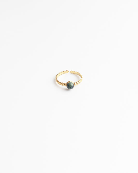 Nadine - Bague - Acier inoxydable - Ajustable - Pierre naturelle