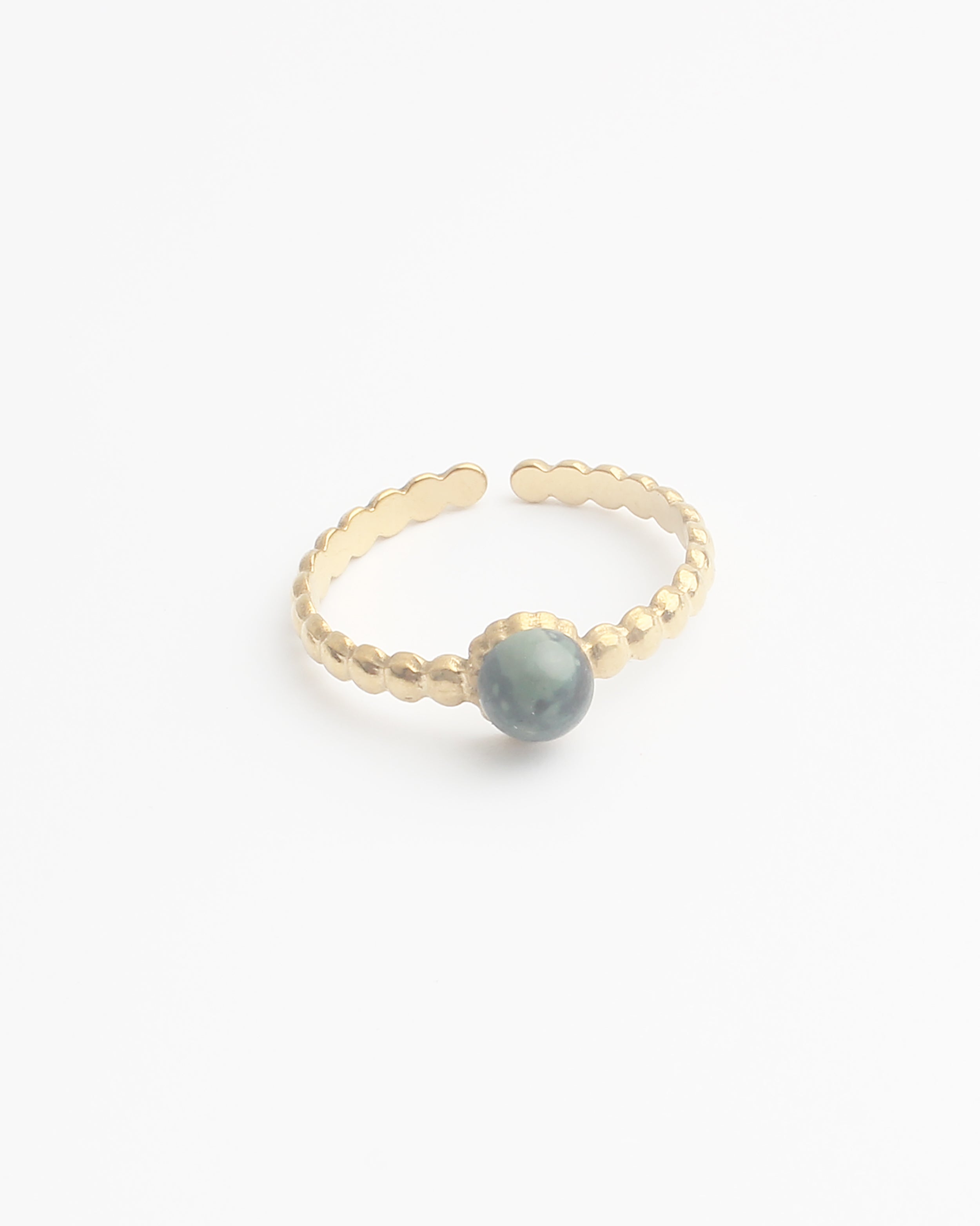 Nadine - Bague - Acier inoxydable - Ajustable - Pierre naturelle