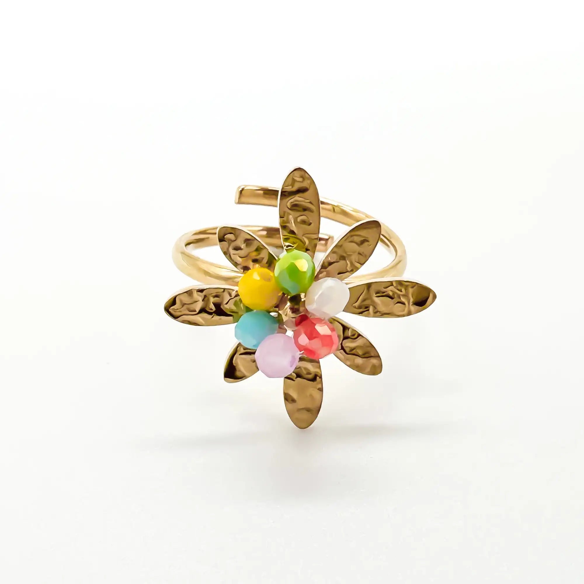 Fiore colorato - Anello - Acciaio inossidabile - Regolabile