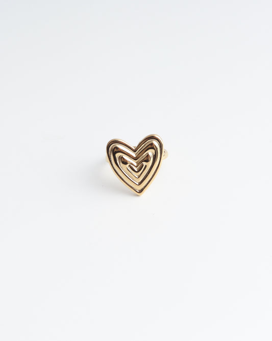 Groovy Heart - Anillo - Acero inoxidable - Ajustable