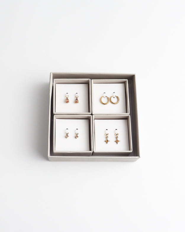 Birthstonebox  - Pendientes – Set – Acero inoxidable