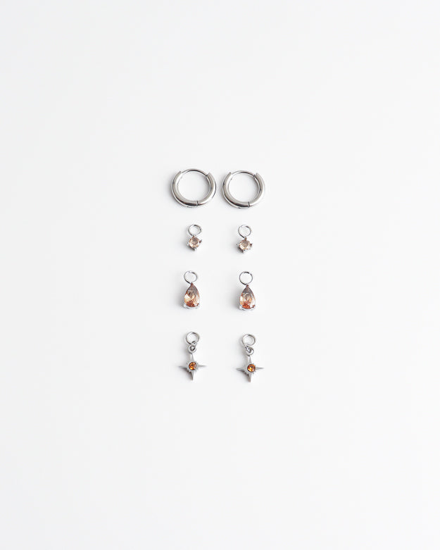 Birthstonebox  - Pendientes – Set – Acero inoxidable