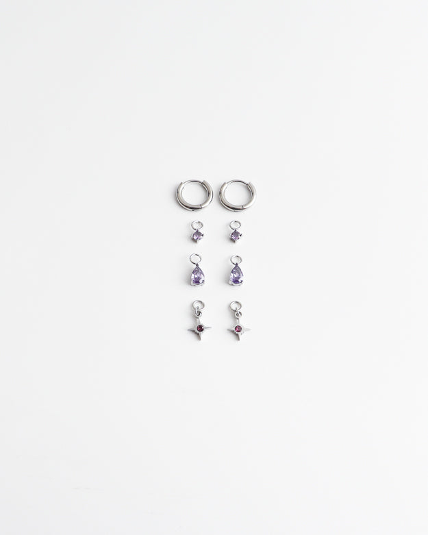 Birthstonebox  - Pendientes – Set – Acero inoxidable