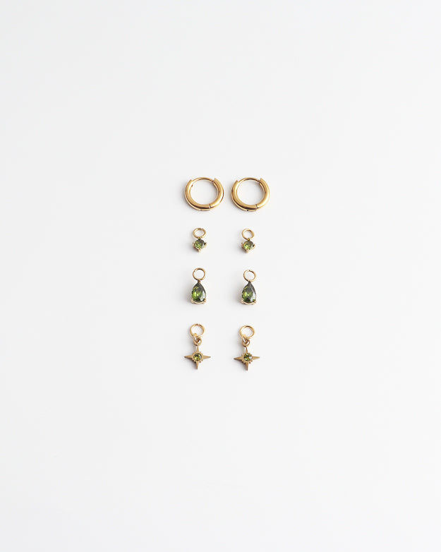 Birthstonebox  - Pendientes – Set – Acero inoxidable