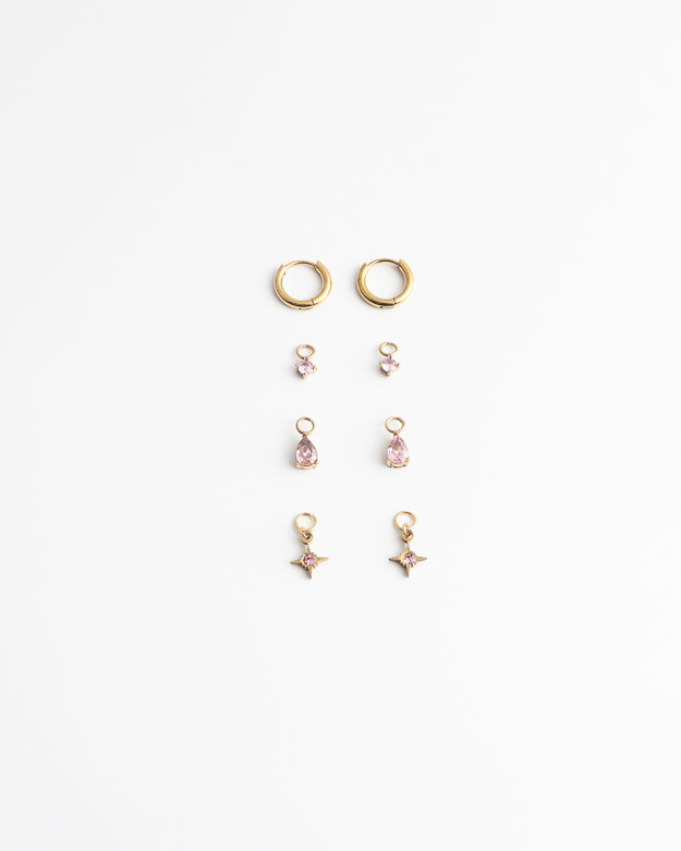Birthstonebox  - Pendientes – Set – Acero inoxidable