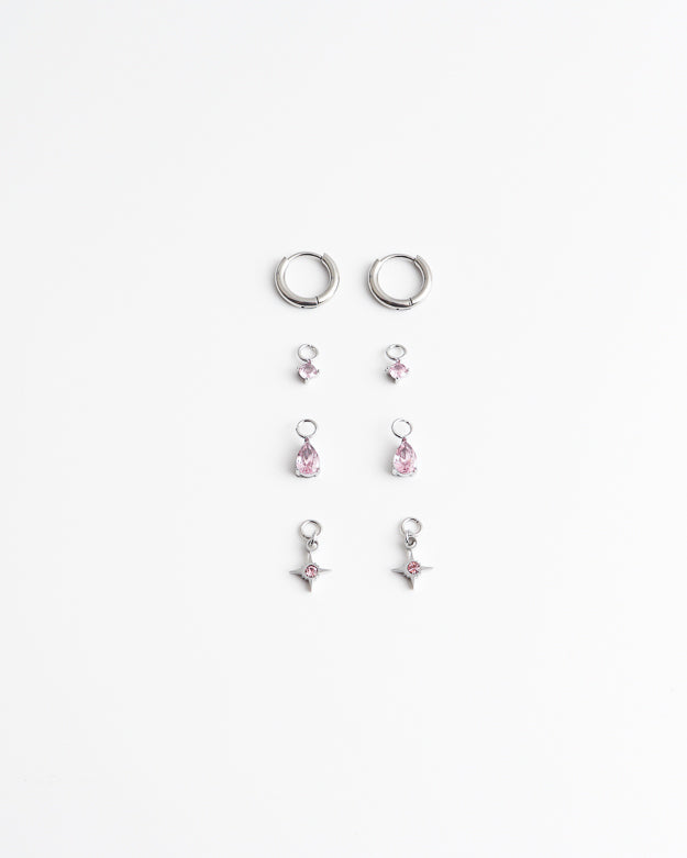 Birthstonebox  - Pendientes – Set – Acero inoxidable