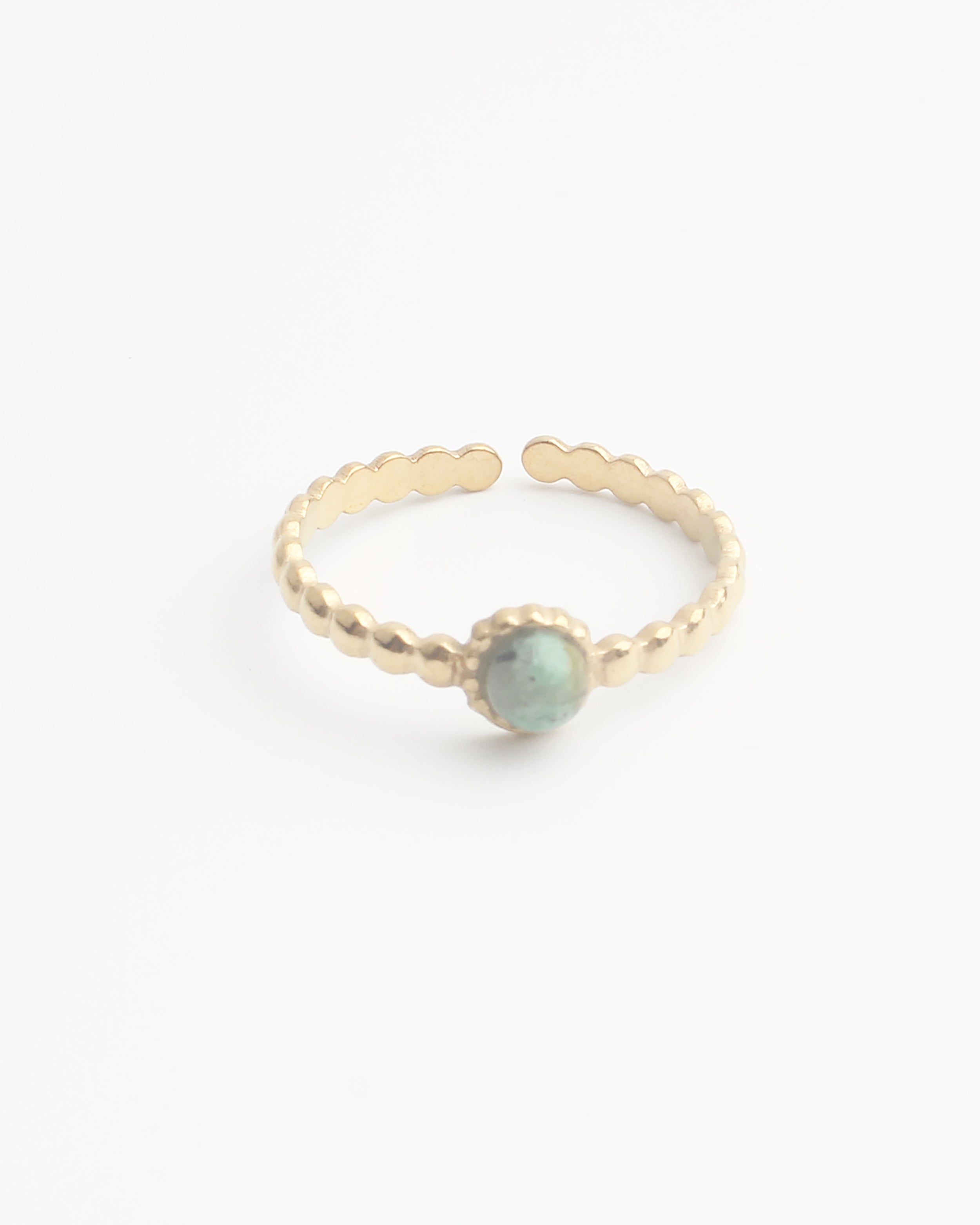 Nadine - Bague - Acier inoxydable - Ajustable - Pierre naturelle