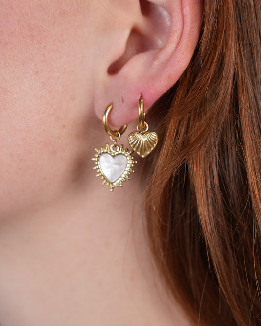 Big Shell Heart - Oorbellen - Stainless Steel