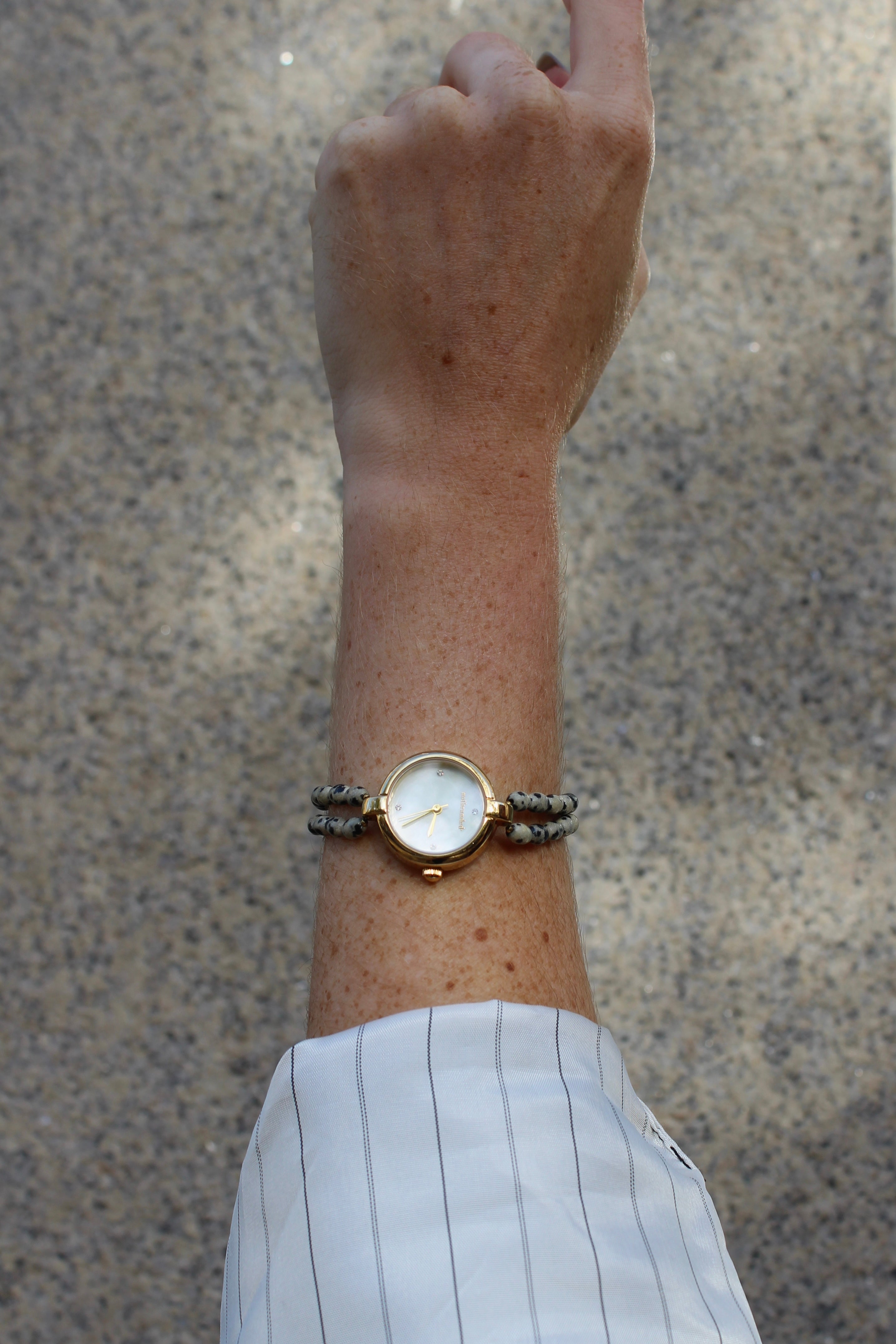 Noelia - Horloge - Natuursteen- Stainless Steel