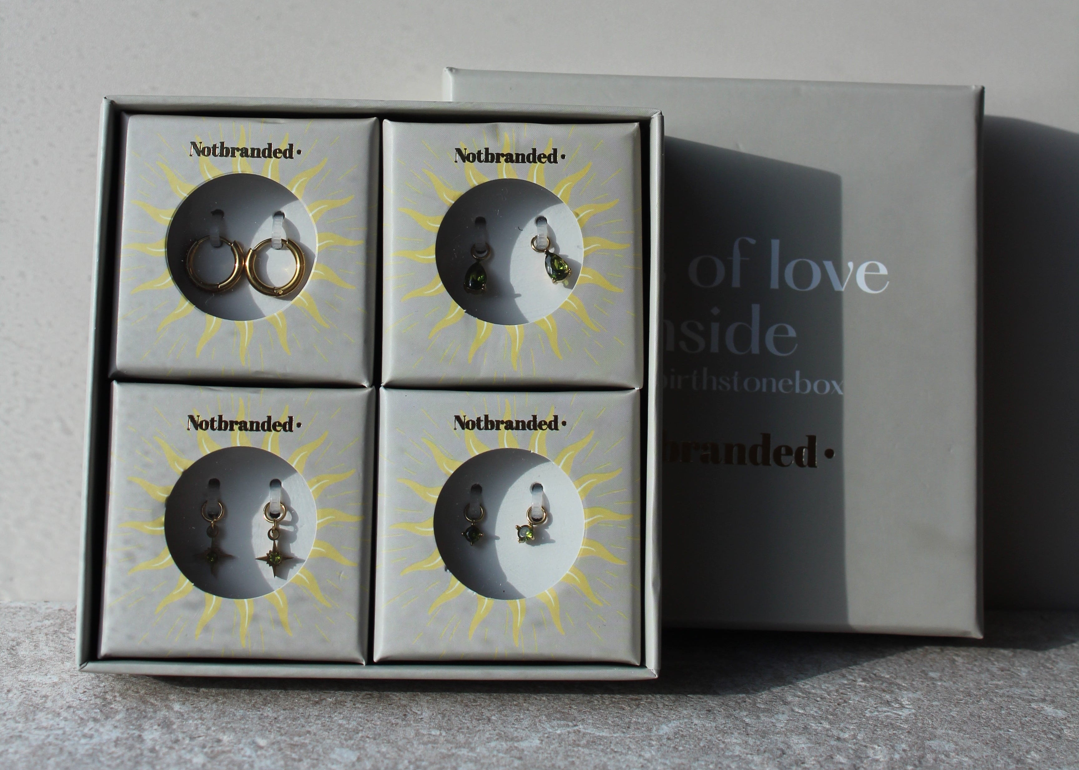 Birthstonebox  - Pendientes – Set – Acero inoxidable