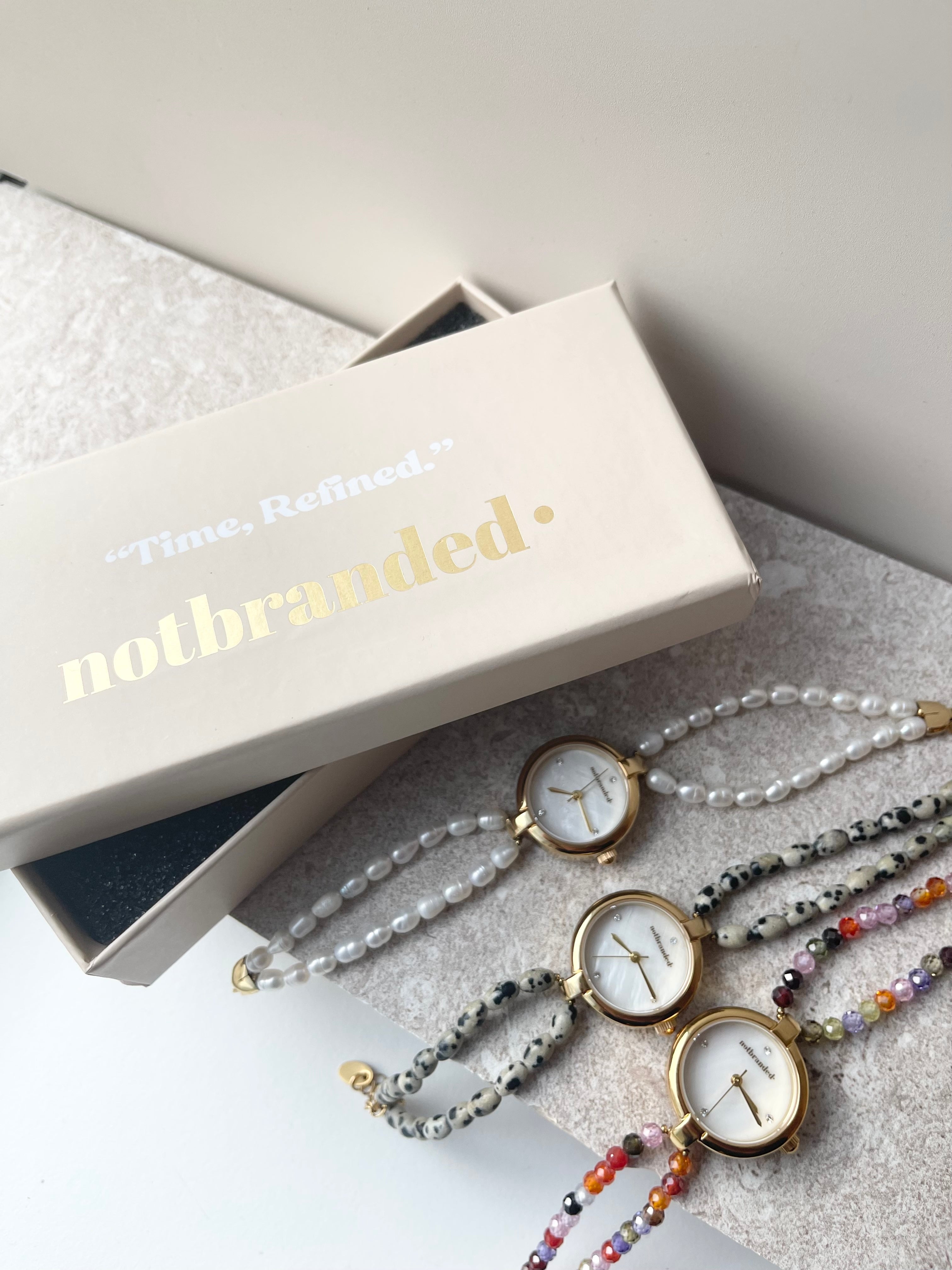 Noelia - Horloge - Natuursteen- Stainless Steel