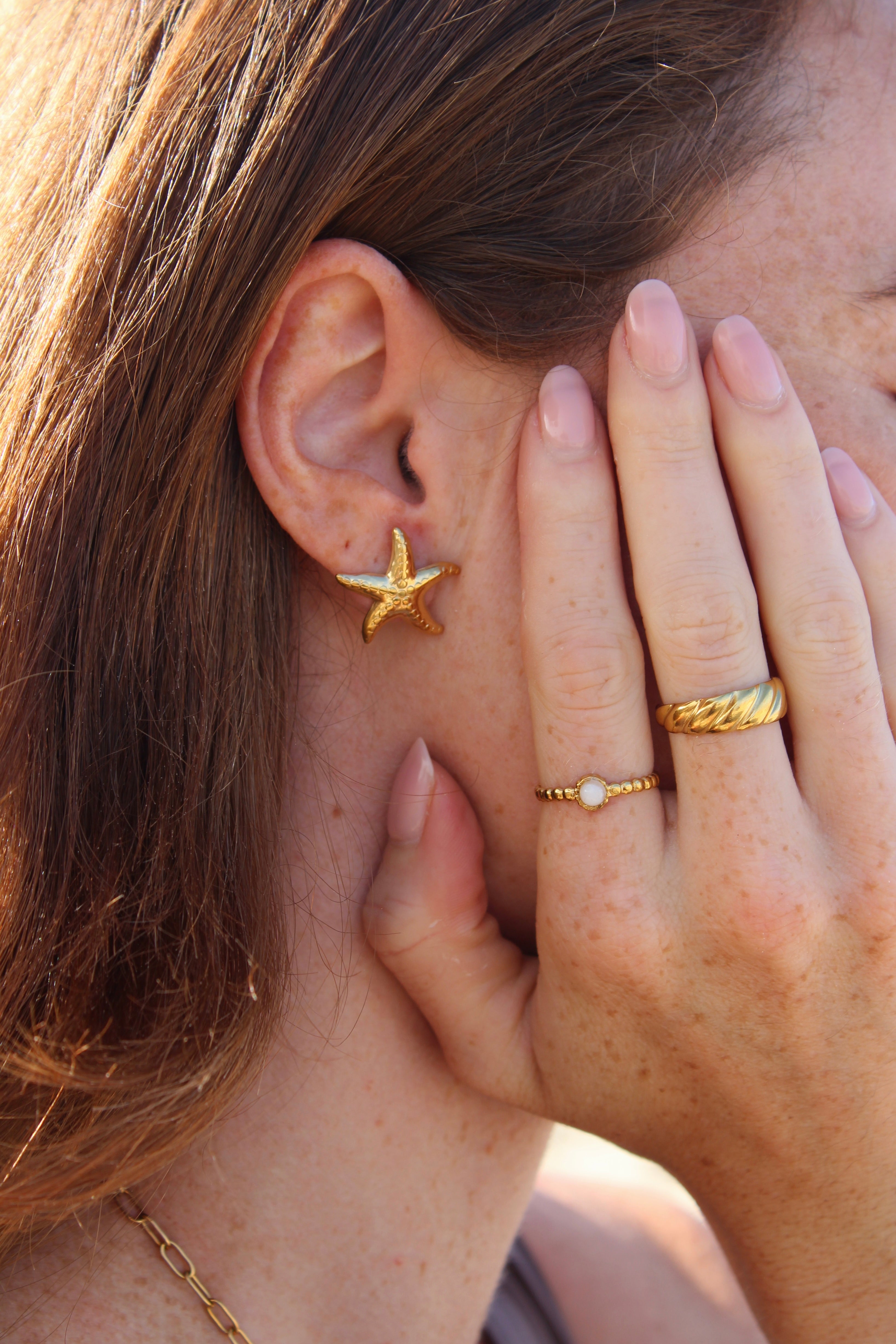 Nadine - Anillo - Acero inoxidable - Ajustable - Piedra natural