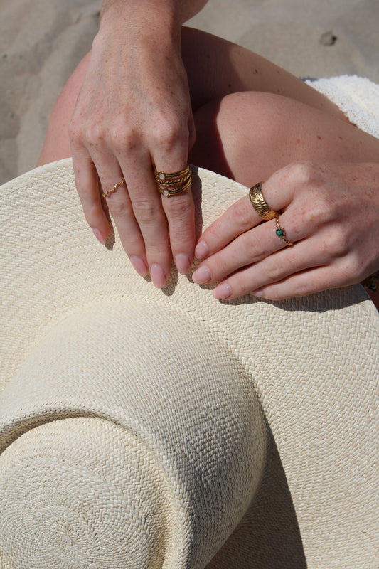 Nadine - Anillo - Acero inoxidable - Ajustable - Piedra natural