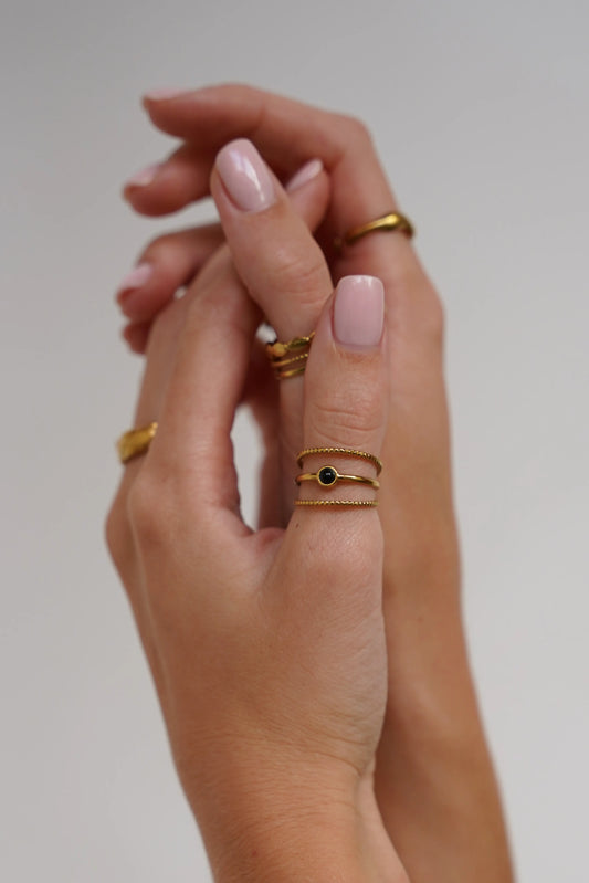 Aarya - Ring - Natuursteen - Stainless Steel - Verstelbaar