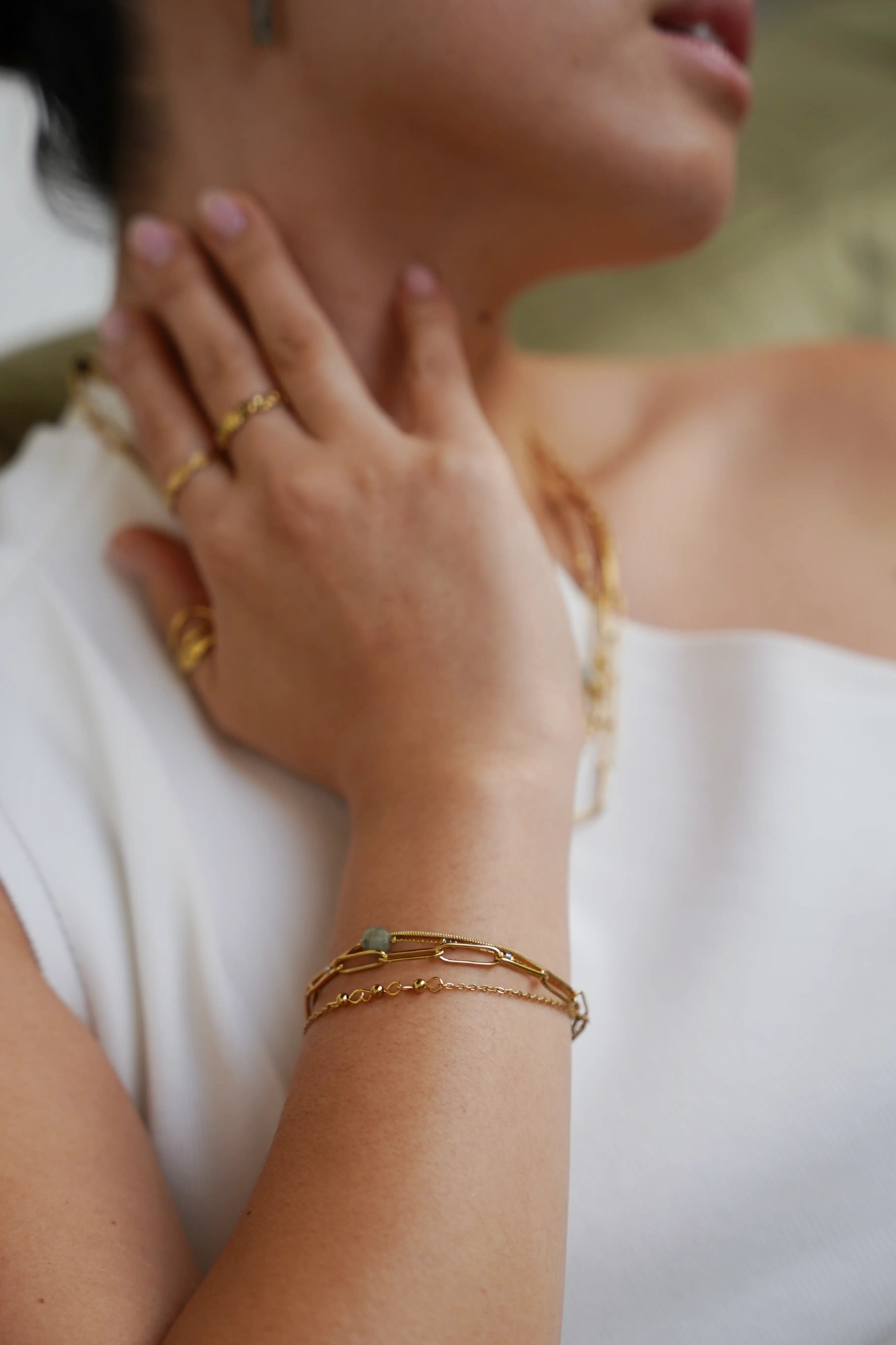 Eloise - Pulsera - Piedra natural - 4 capas - Acero inoxidable
