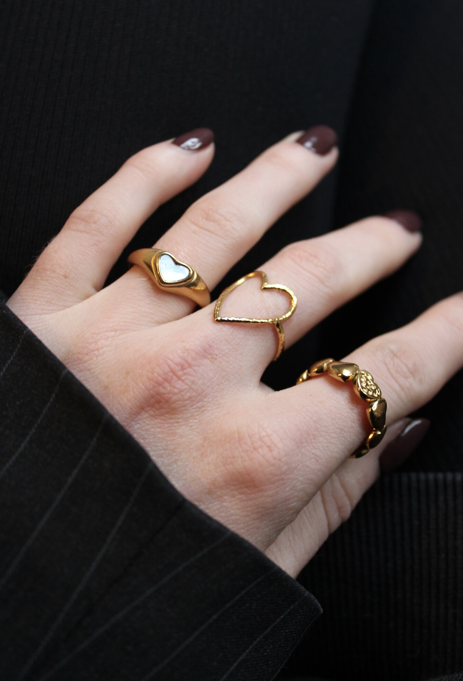 Pearl heart - Ring - Stainless Steel - Adjustable