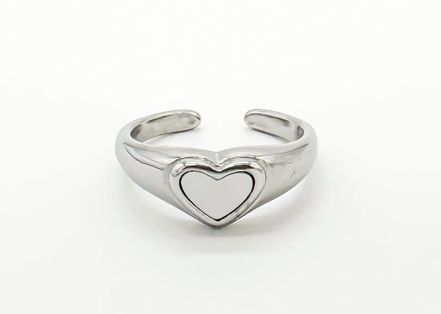 Pearl heart - Ring - Stainless Steel - Adjustable