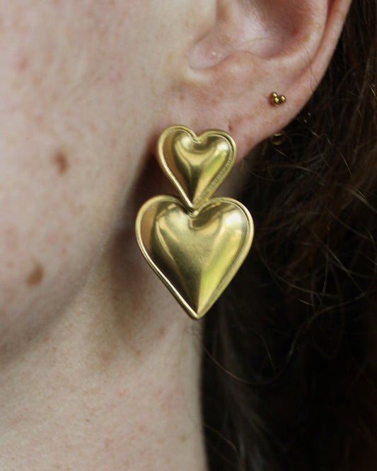 Two Hearts - Pendientes - Acero inoxidable