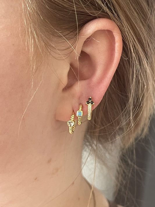 Zirconia Heart - Earrings - Stainless Steel
