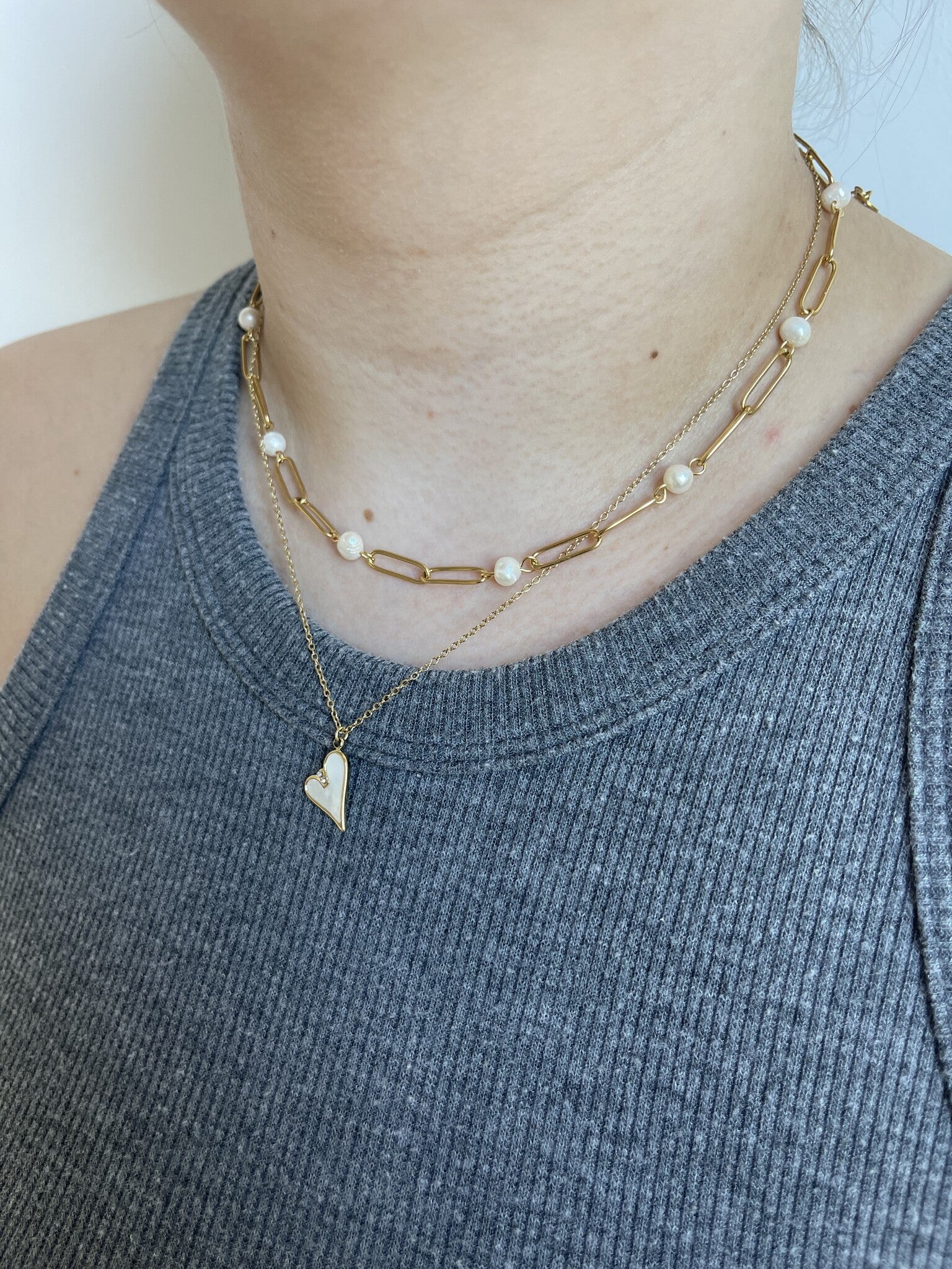 Chaîne perlée - Collier - Acier inoxydable
